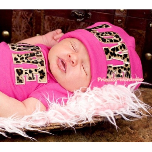 Hot Pink Cotton Cap with Leopard Love Print TH252 